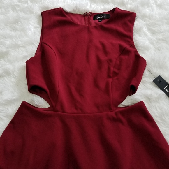 NWT Lulu's wine red cutout skater dress - Picture 3 of 7